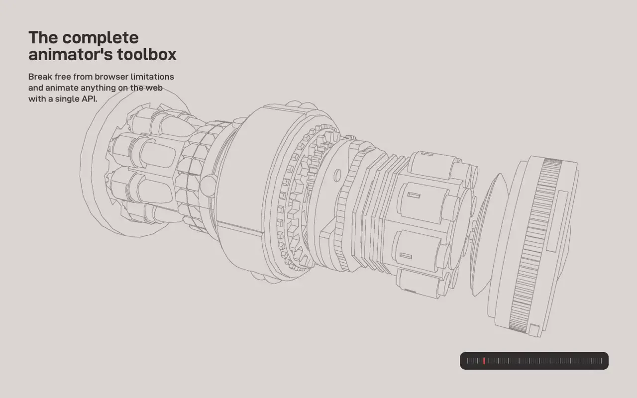 Frame from Anime.js mechanical animation engine