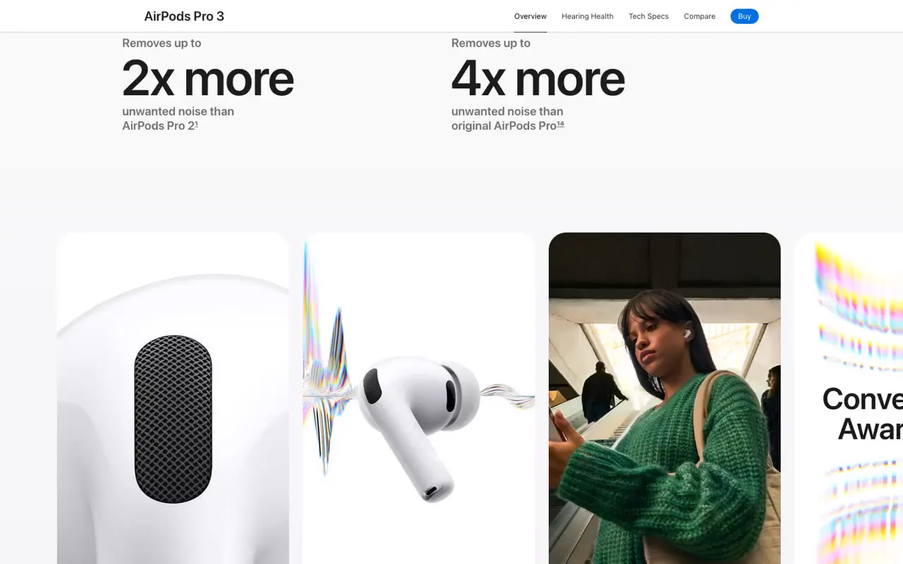 Frame from AirPods Pro 3 product showcase