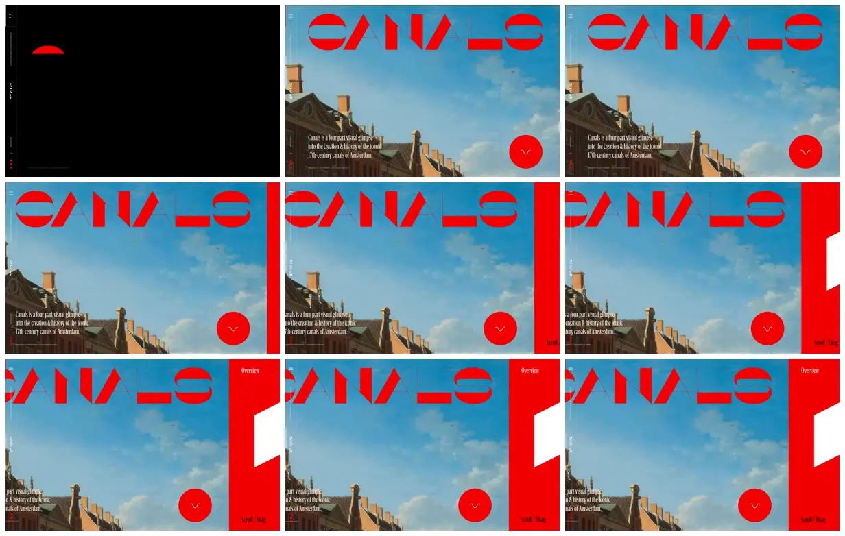 Nine frames from across Canals of Amsterdam