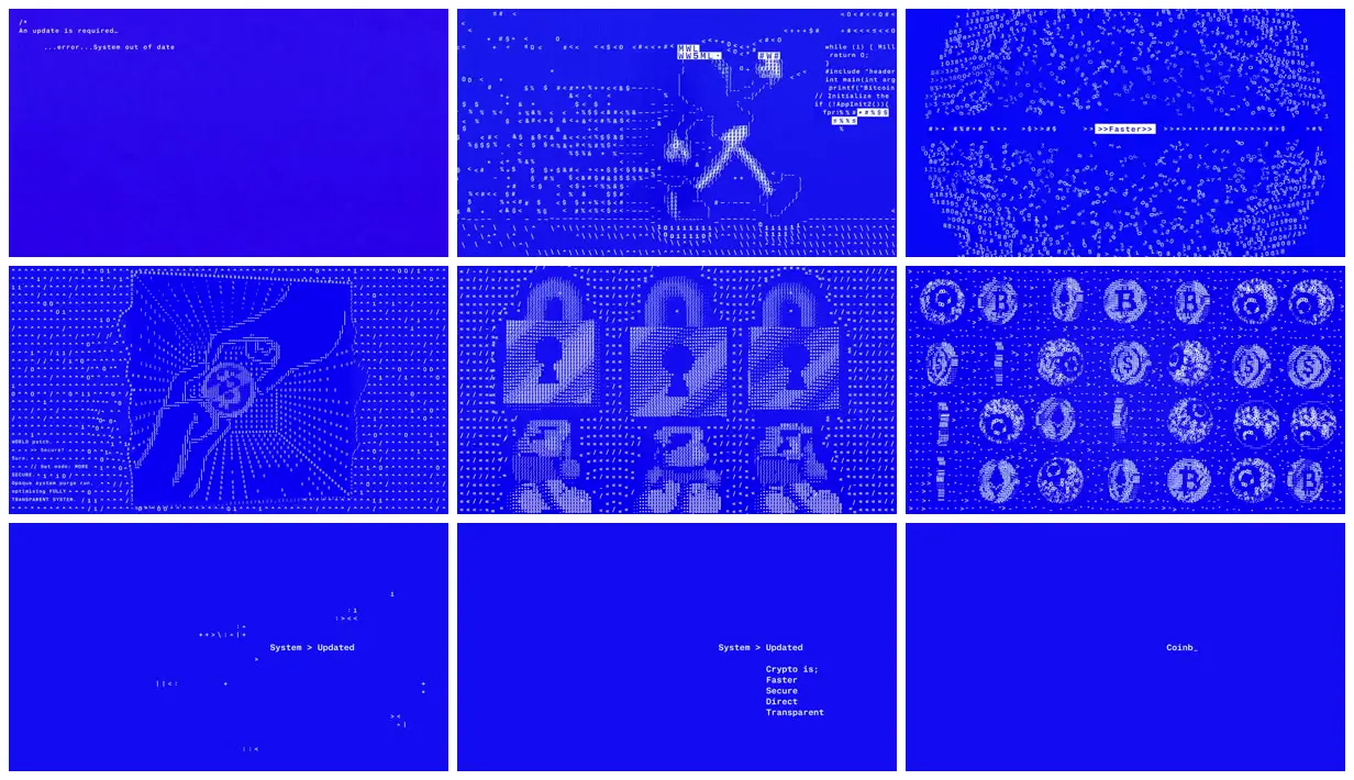 Nine frames from across Coinbase system update