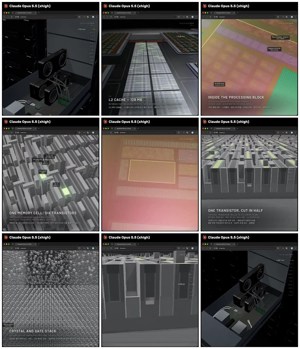Nine frames from across From server racks to silicon lattices