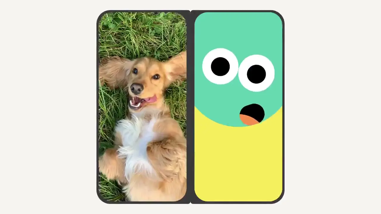 Frame from Playful faces in a folding frame