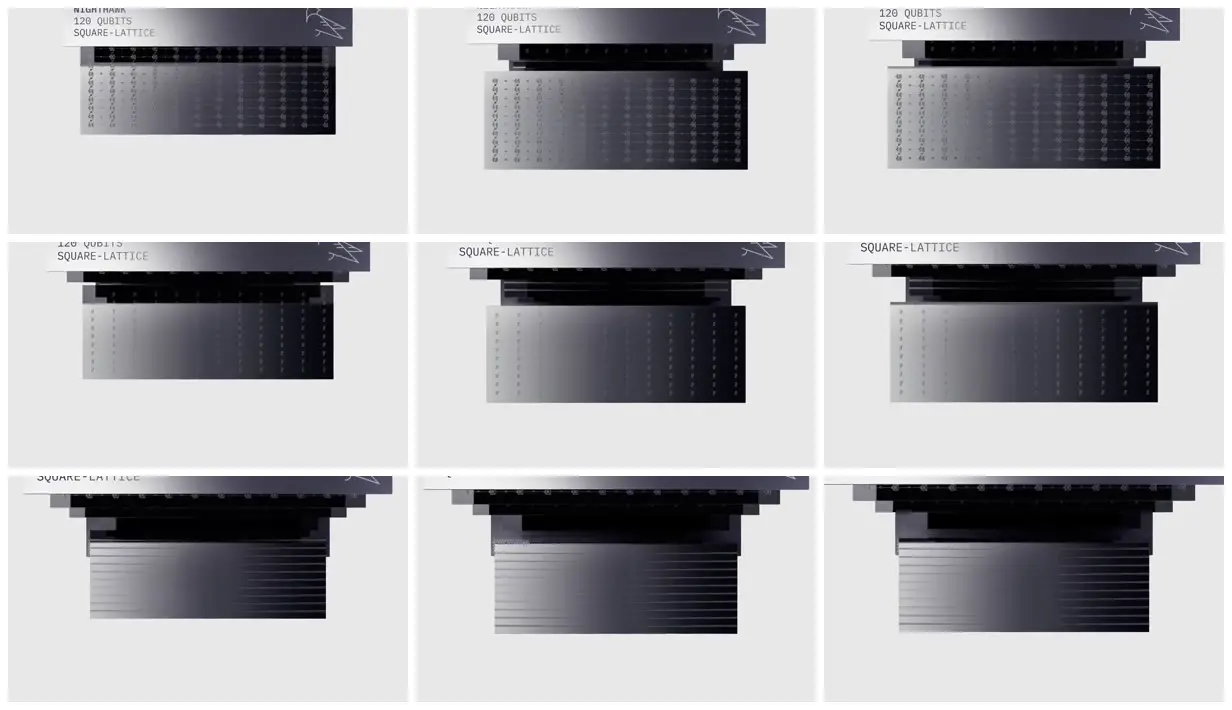 Nine frames from across Quantum processor in layered silver