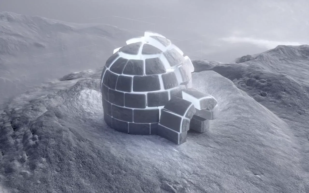Frame from Luminous igloo in a frozen landscape