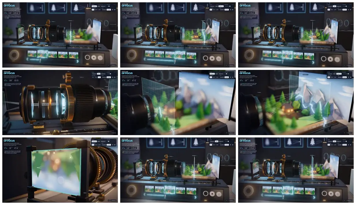 Nine frames from across Interactive camera lens lab