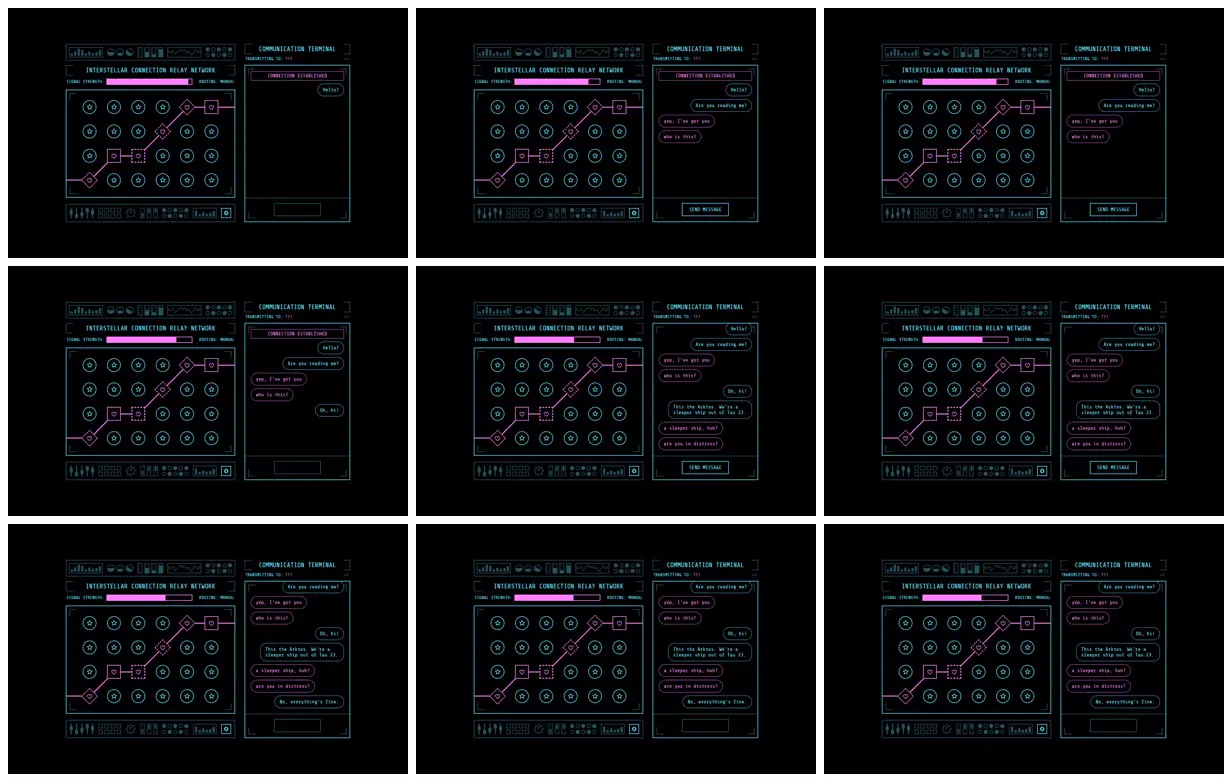 Nine frames from across Interstellar connection