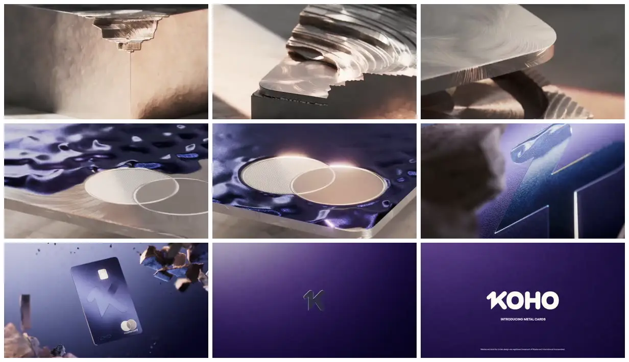 Nine frames from across Metal card revealed through texture