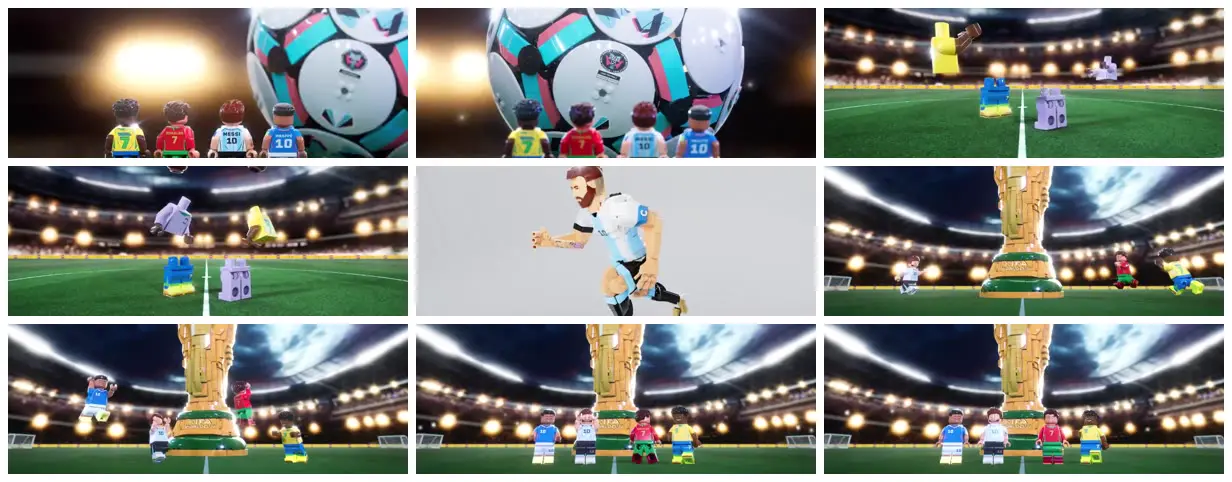 Nine frames from across Brick football stars in a stadium