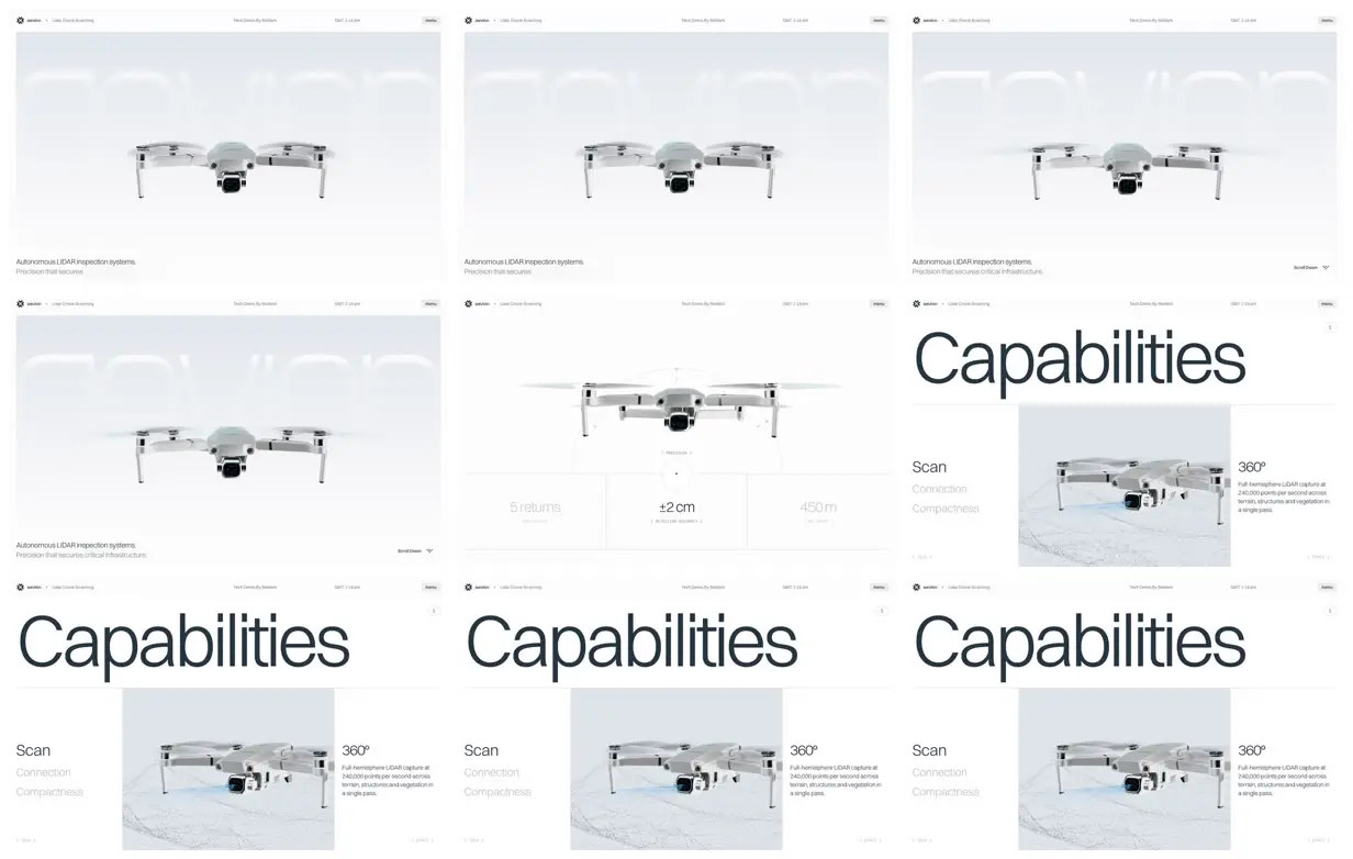 Nine frames from across Lidar drone scanning
