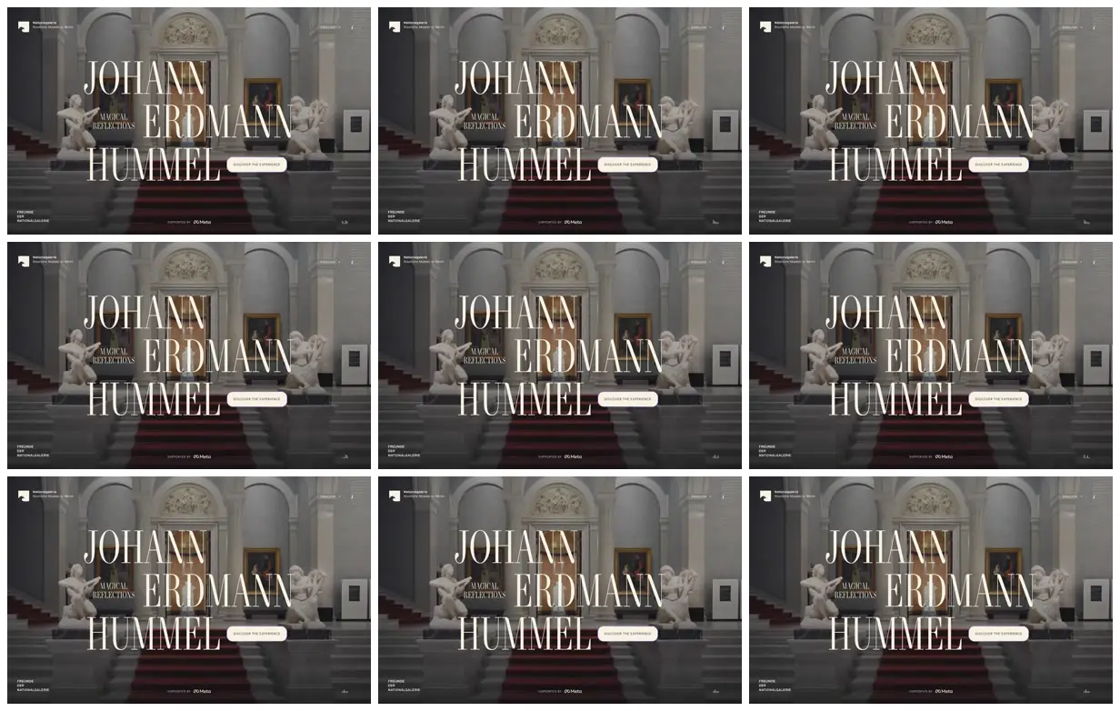 Nine frames from across Magical reflections museum entrance