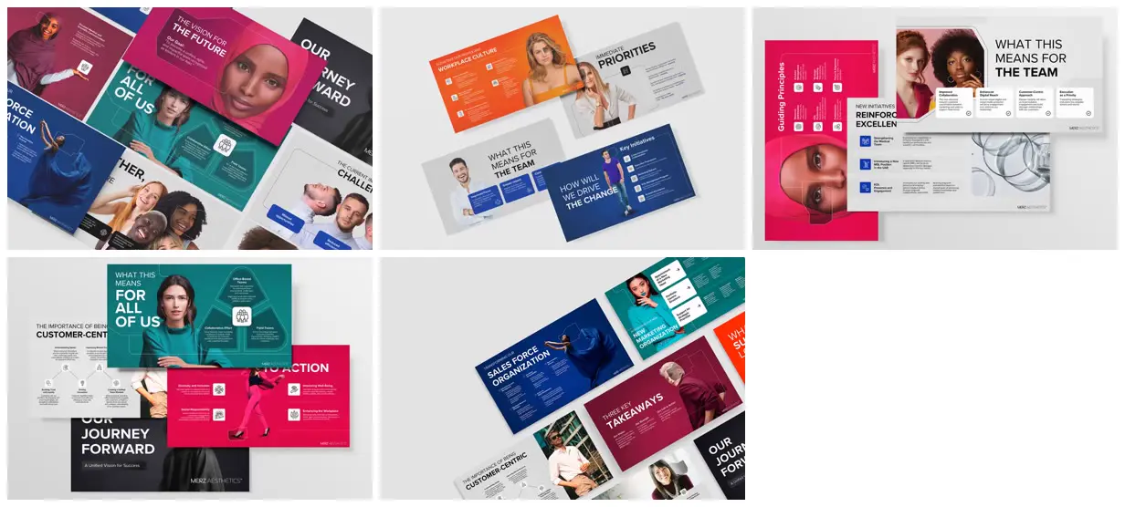 Nine frames from across Color-led executive strategy deck