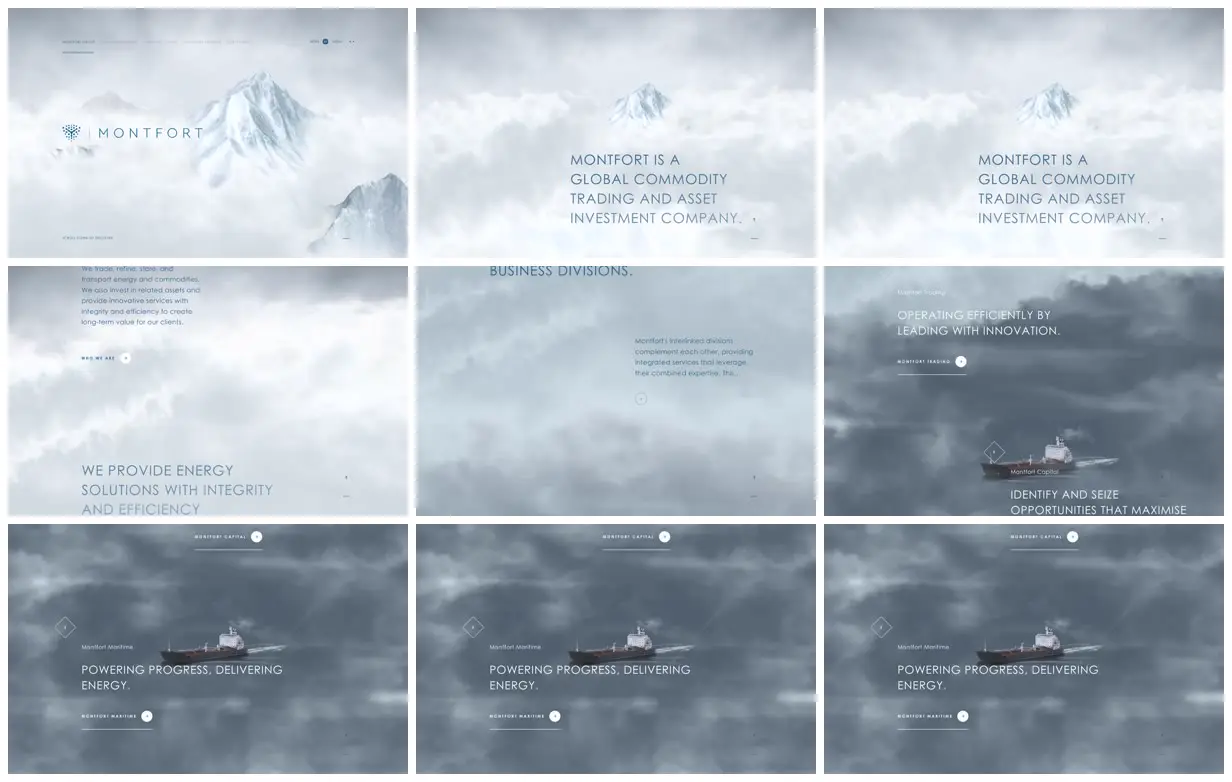 Nine frames from across Montfort above the clouds