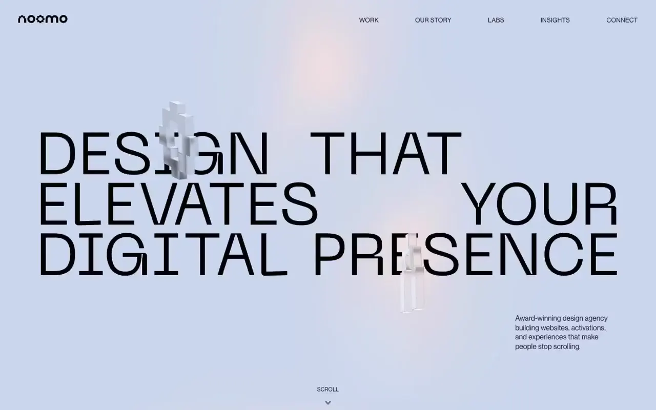 Frame from Oversized type and floating 3D objects