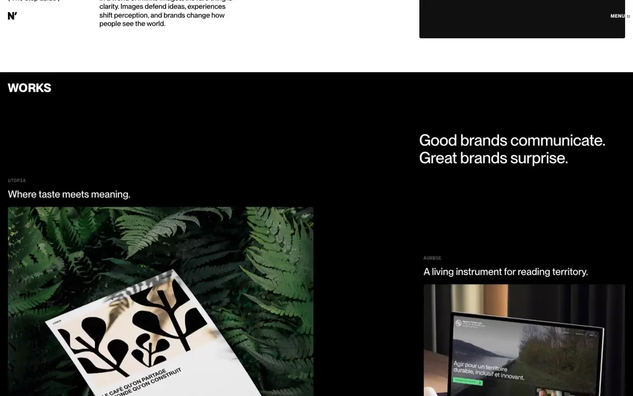 Frame from Nothin’ studio portfolio