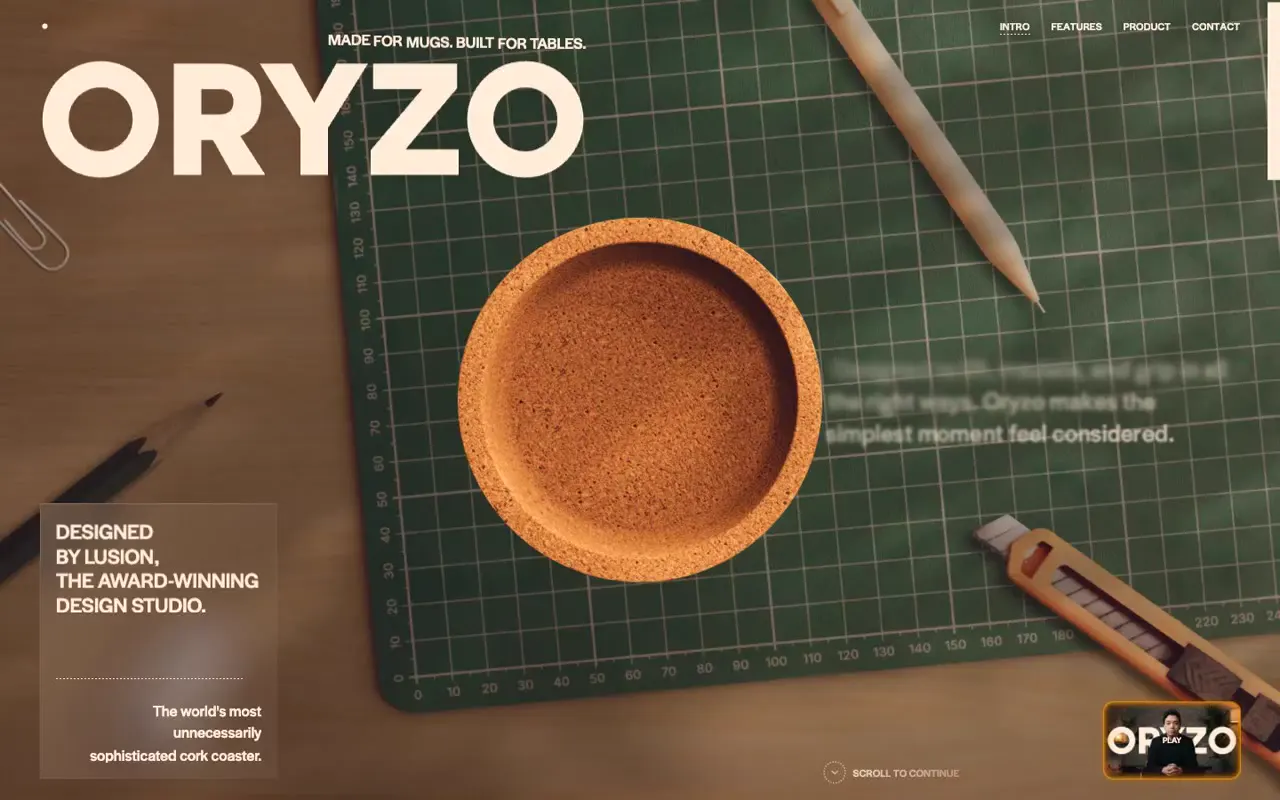 Frame from Oryzo cork coaster showcase