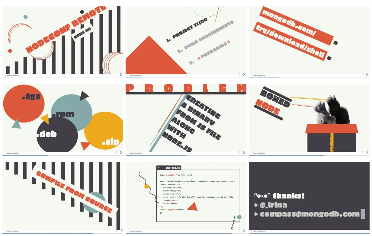 Nine frames from across Geometric binary packaging deck