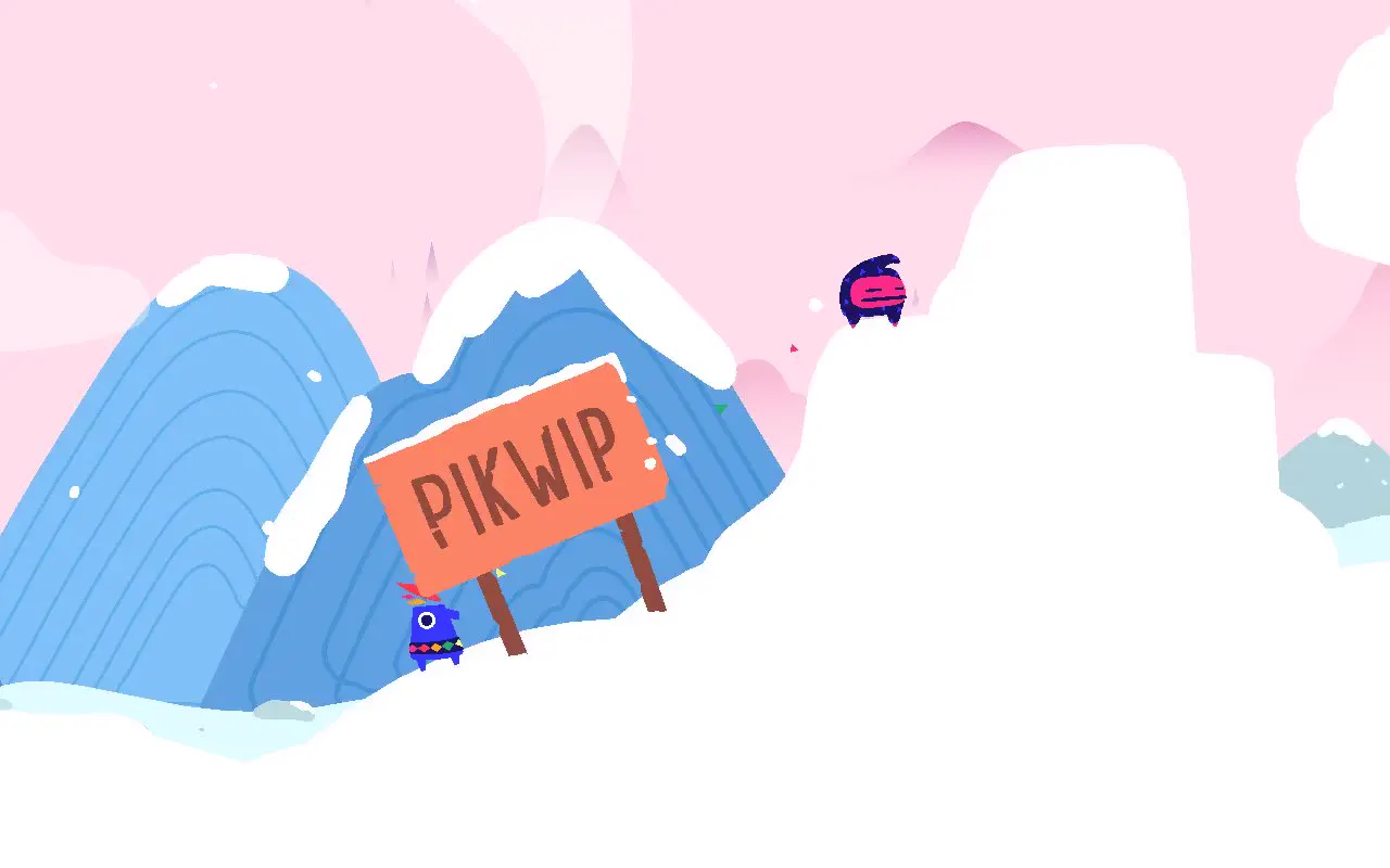 Frame from A playful pastel mountain climb