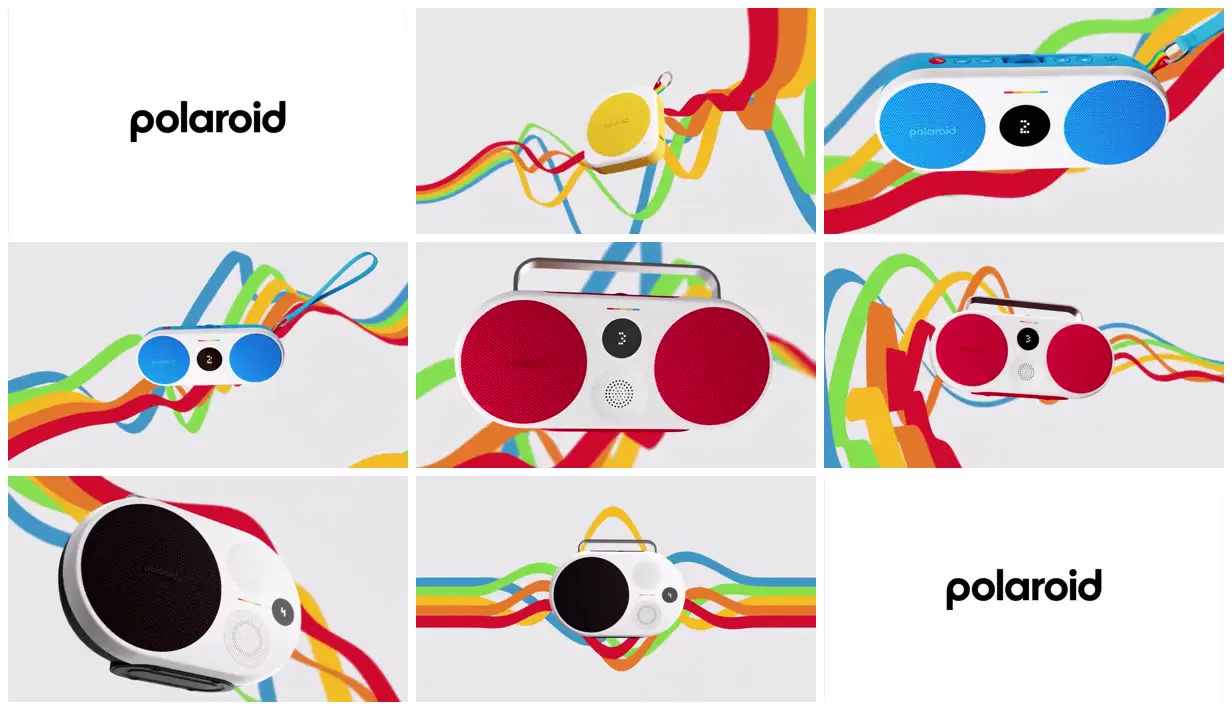 Nine frames from across Speakers framed by rainbow ribbons