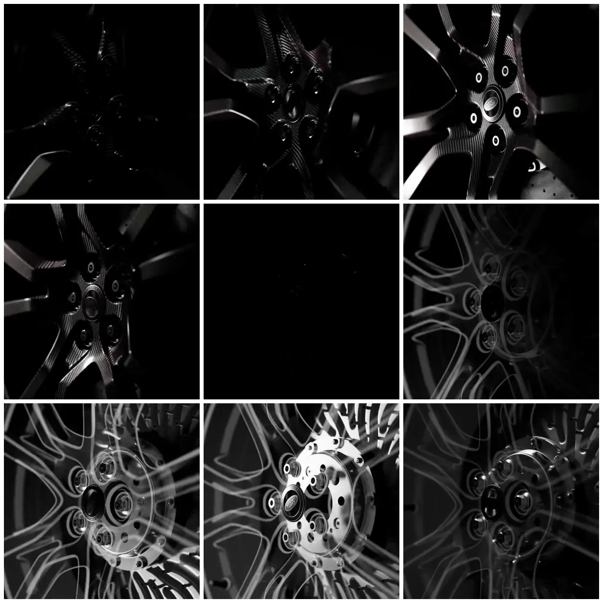 Nine frames from across Wheel detail in ghosted layers