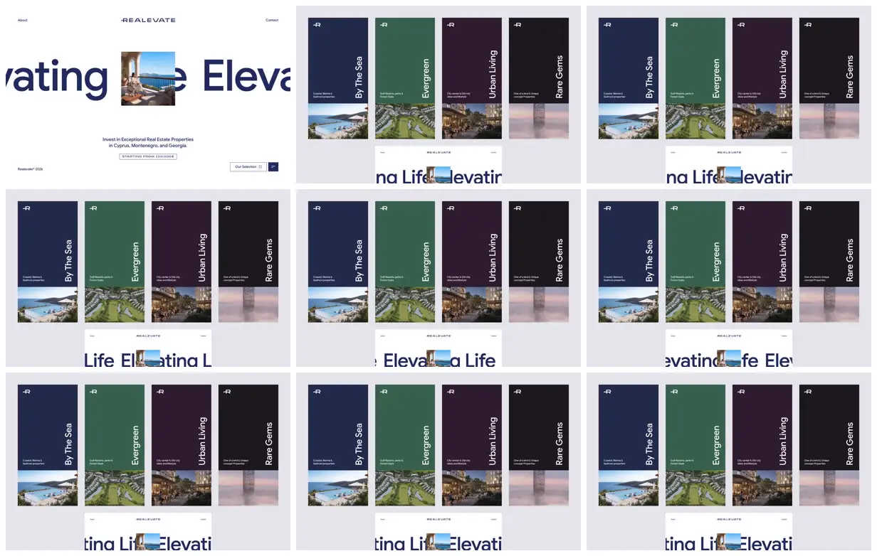 Nine frames from across Realevate property selection
