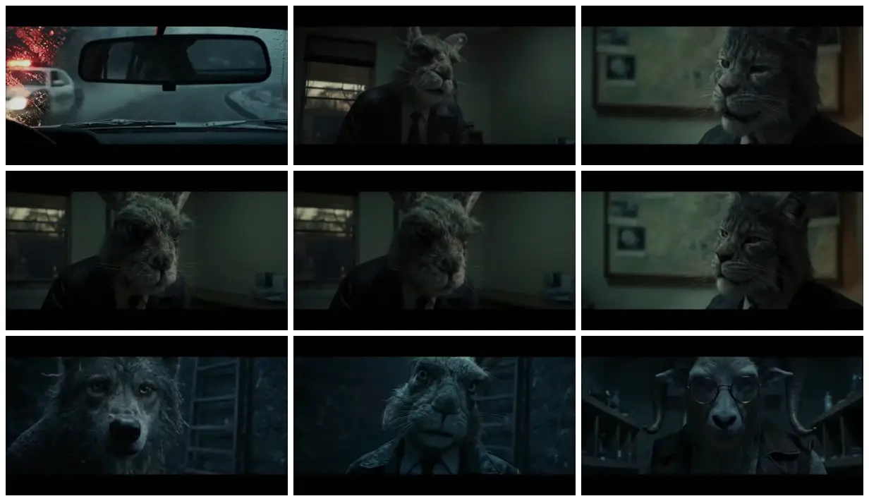Nine frames from across The well