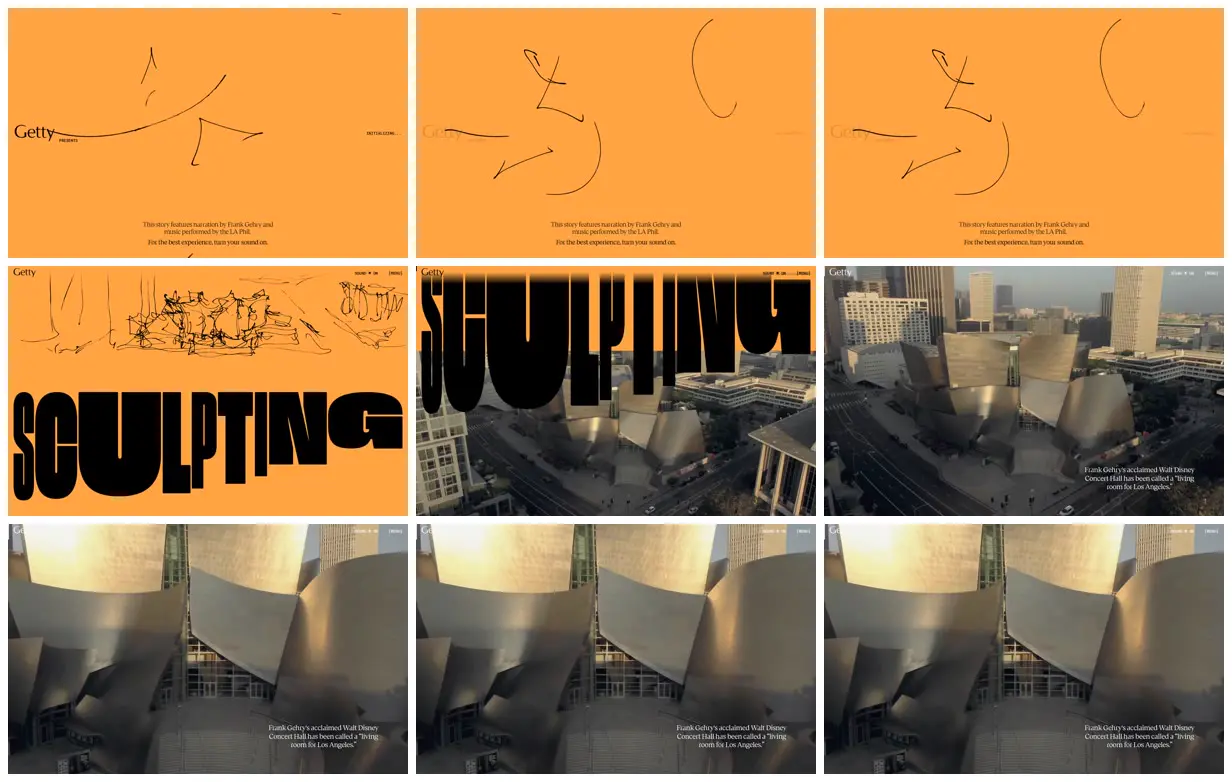 Nine frames from across Sculpting harmony