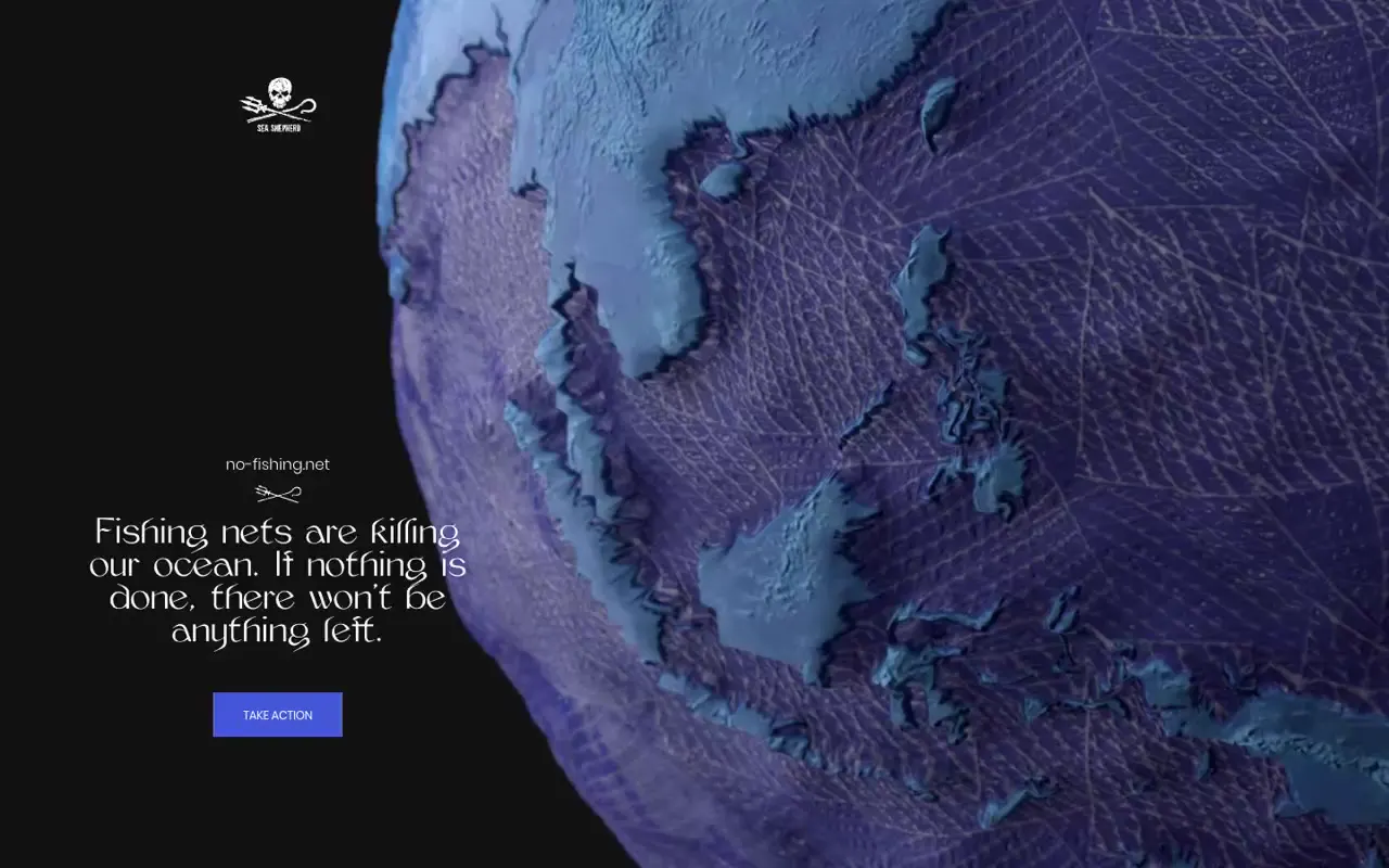 Frame from A net-covered ocean globe