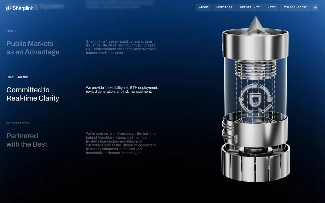 Frame from Sharplink’s engineered Ethereum site