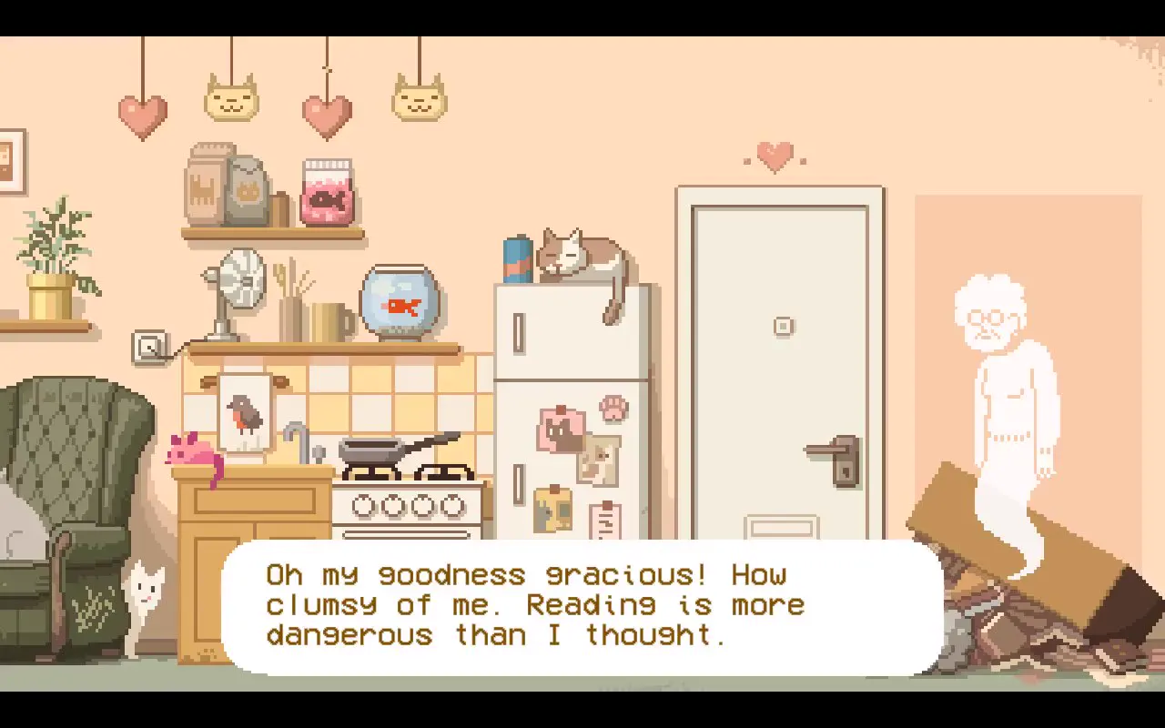 Frame from A ghost in a cat-filled apartment