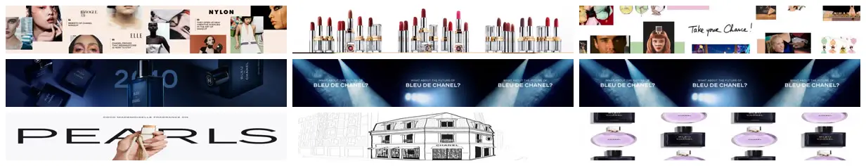 Nine frames from across Fragrance through scale and collage