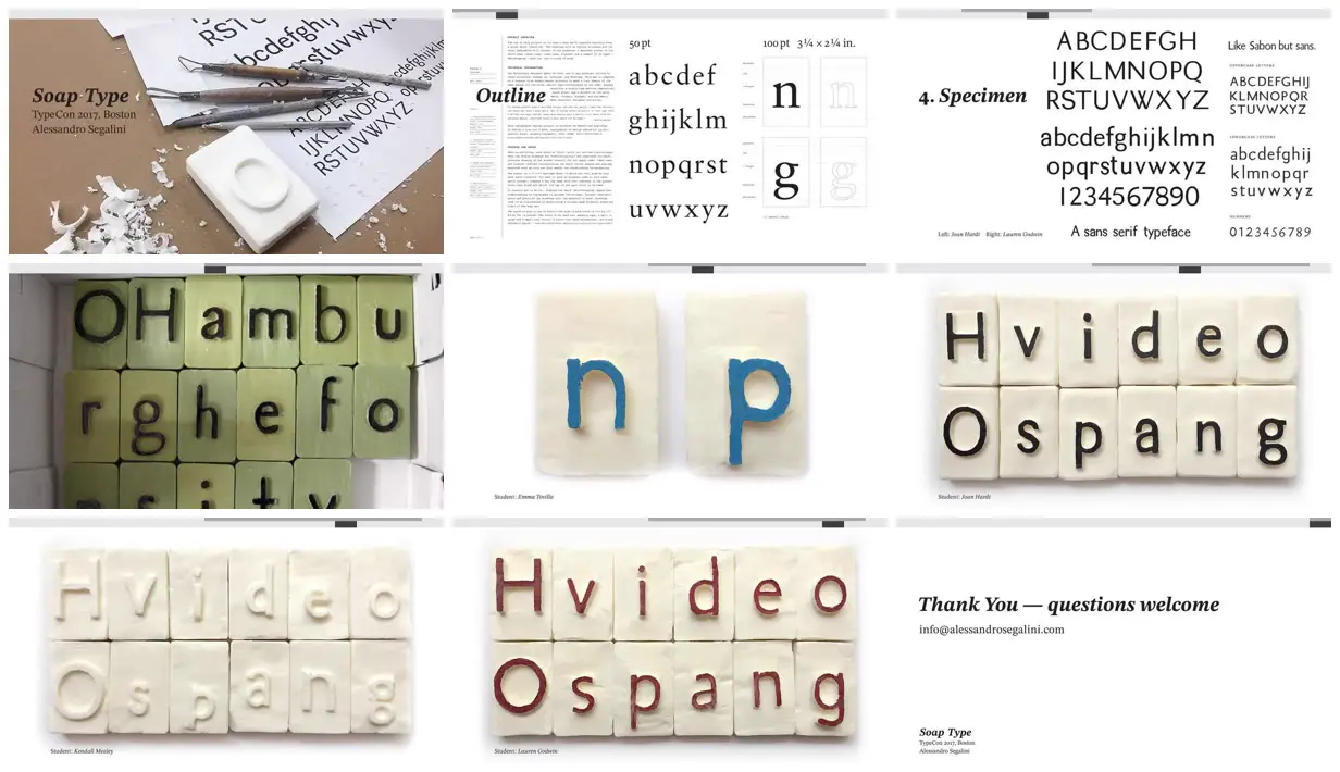 Nine frames from across Soap type specimens