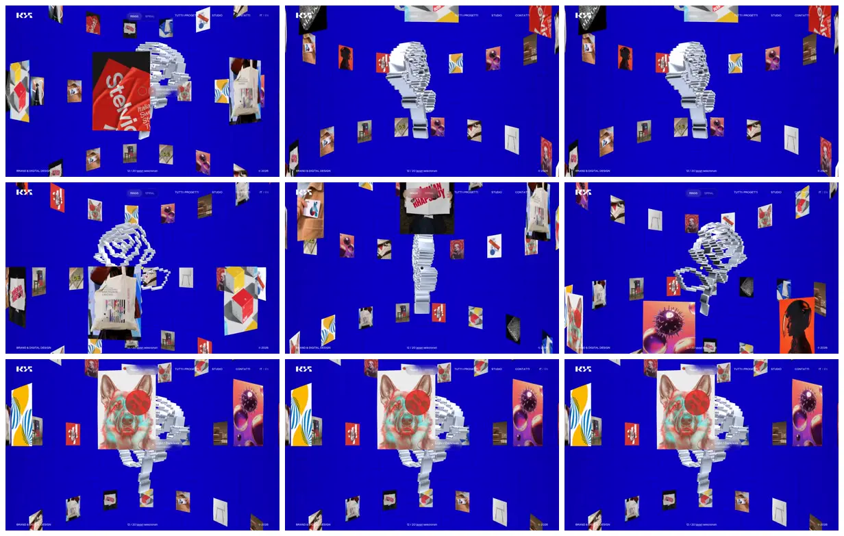 Nine frames from across Electric-blue spatial portfolio