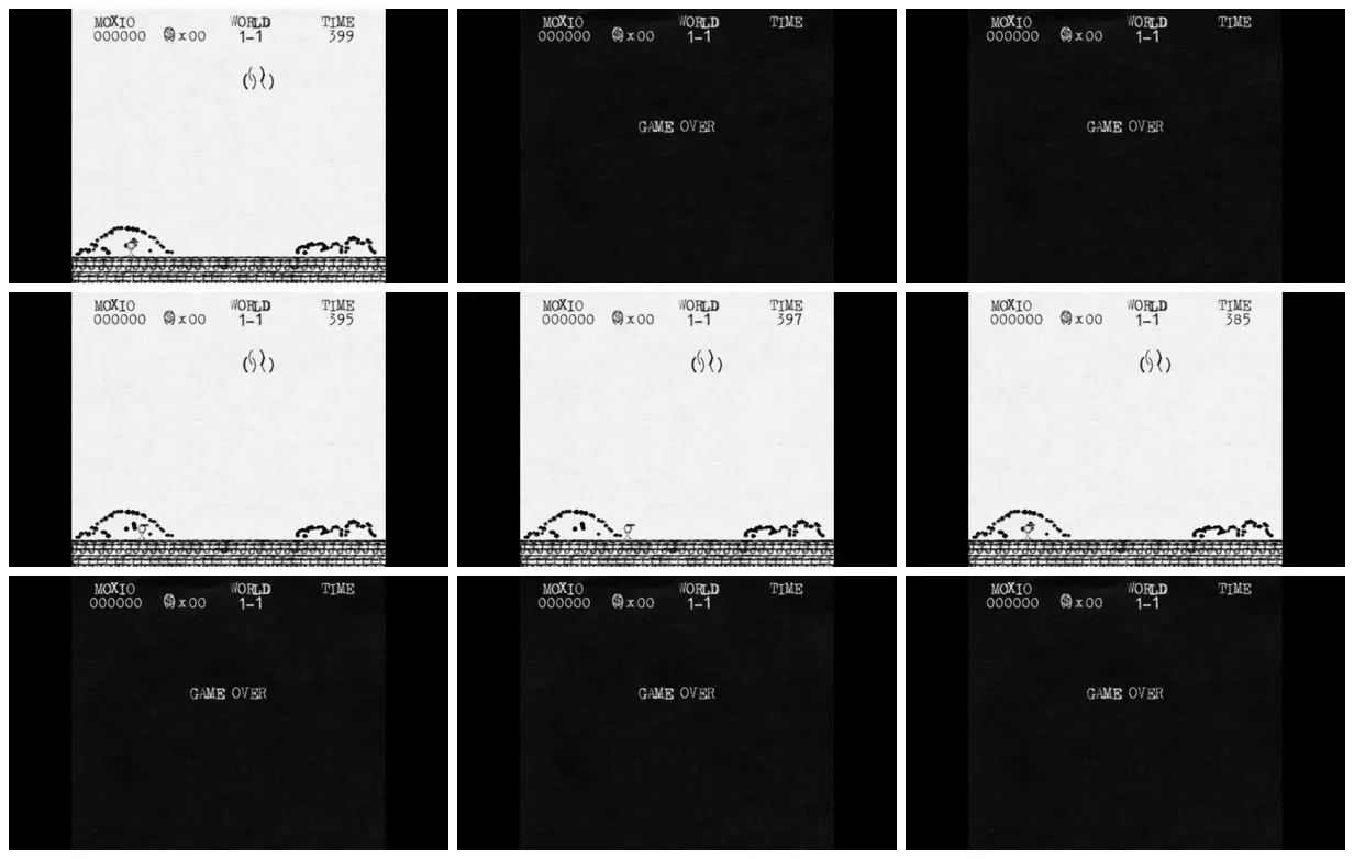 Nine frames from across Ink-and-paper platformer