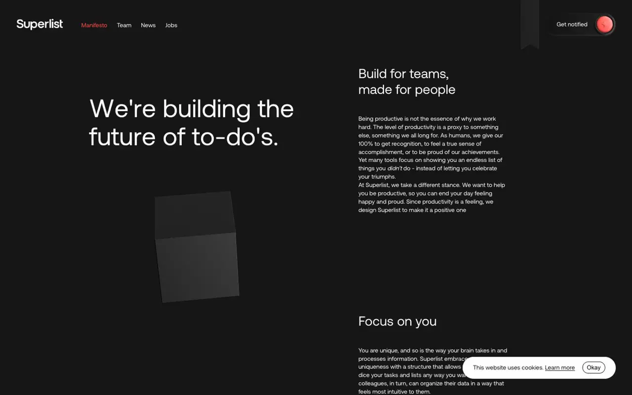 Frame from Superlist productivity launch