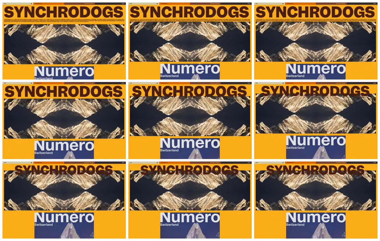 Nine frames from across Amber portfolio with mirrored landscapes