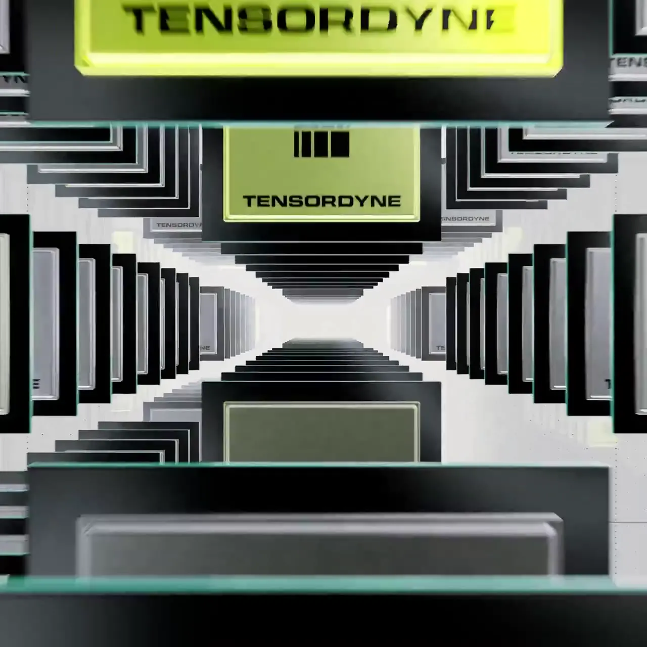 Frame from A tunnel of luminous processor modules