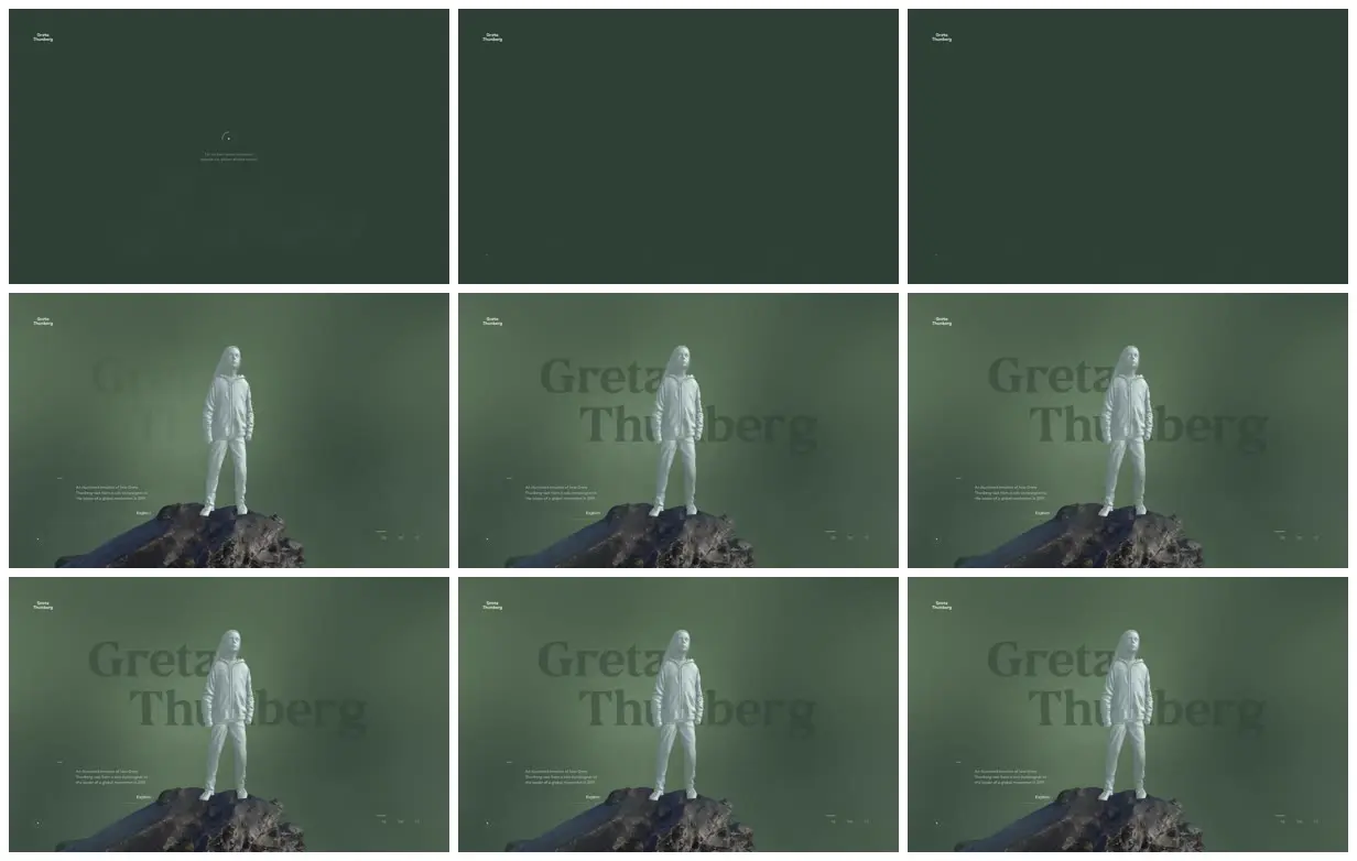 Nine frames from across The year of Greta