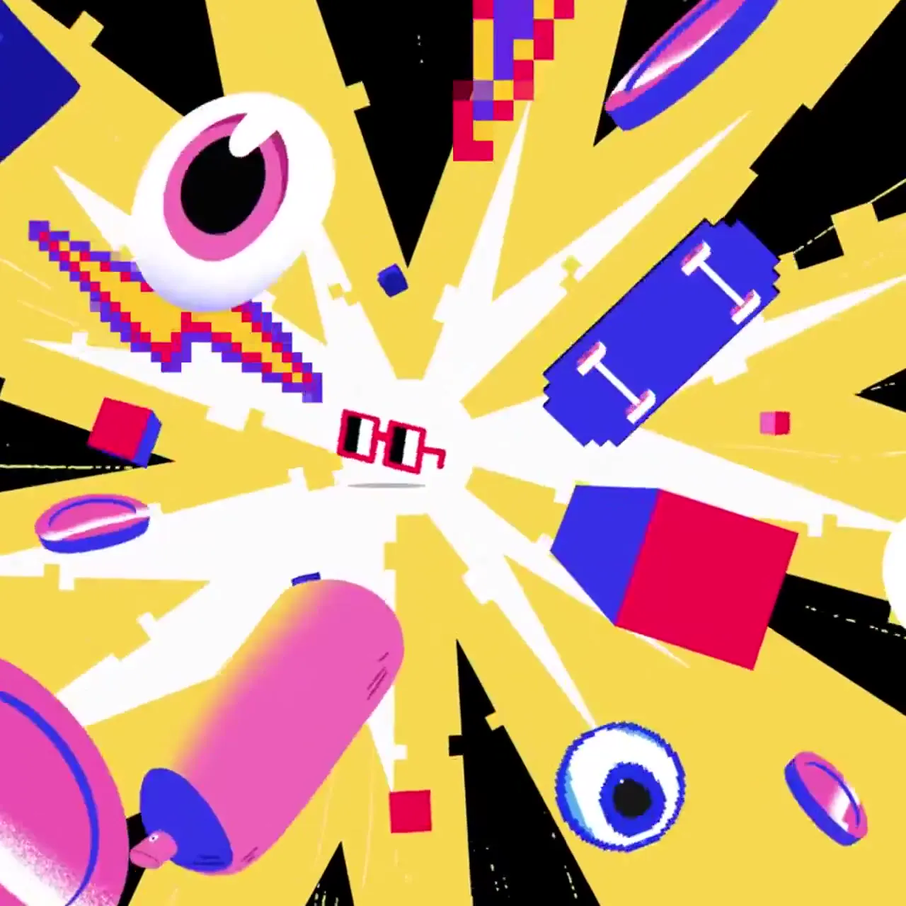 Frame from Square glasses in a candy-colored world