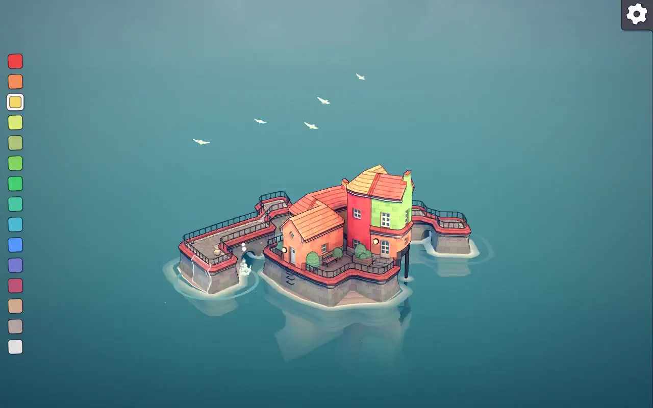 Frame from Pastel town on a teal sea