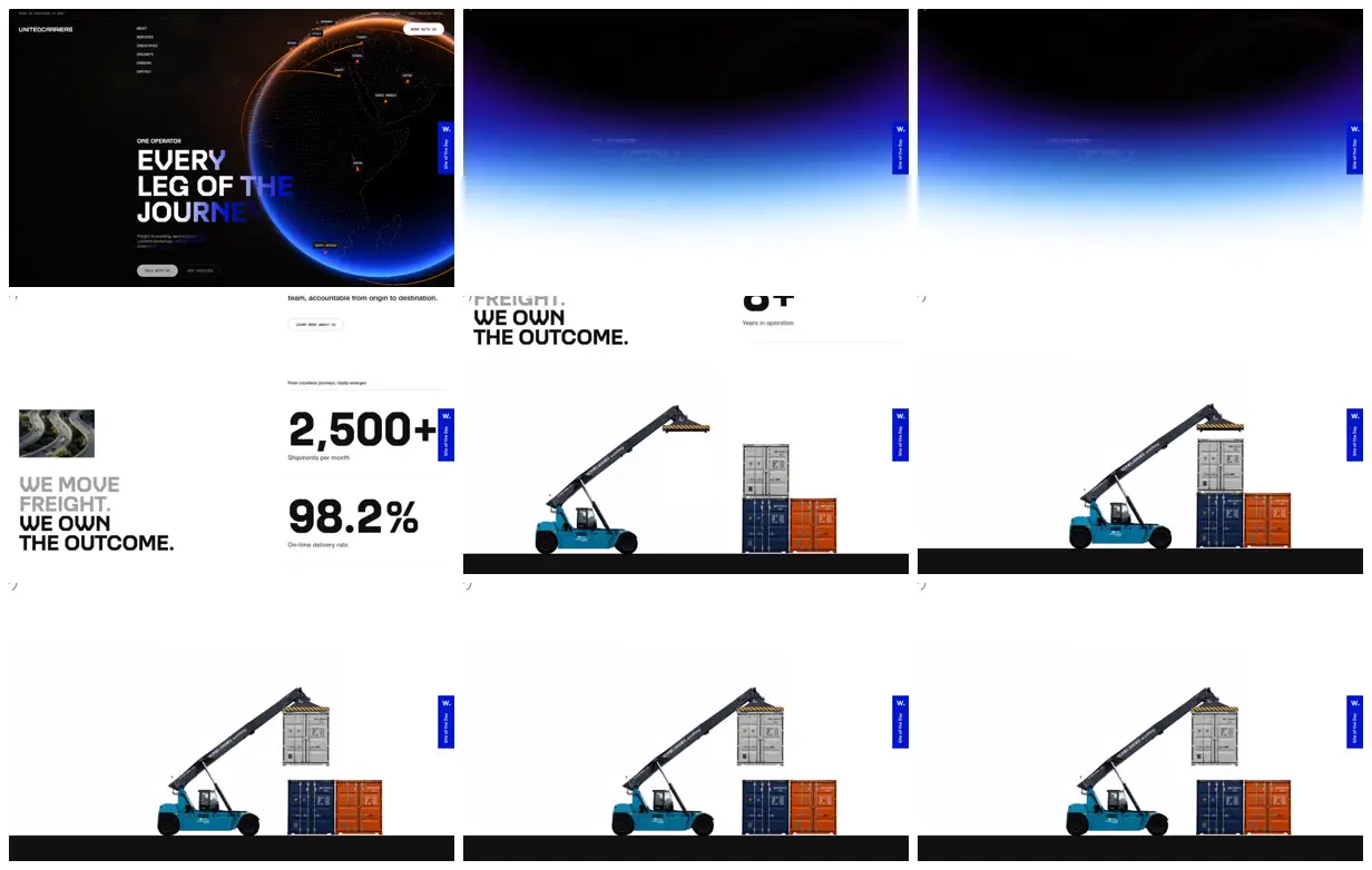 Nine frames from across United Carriers freight journey