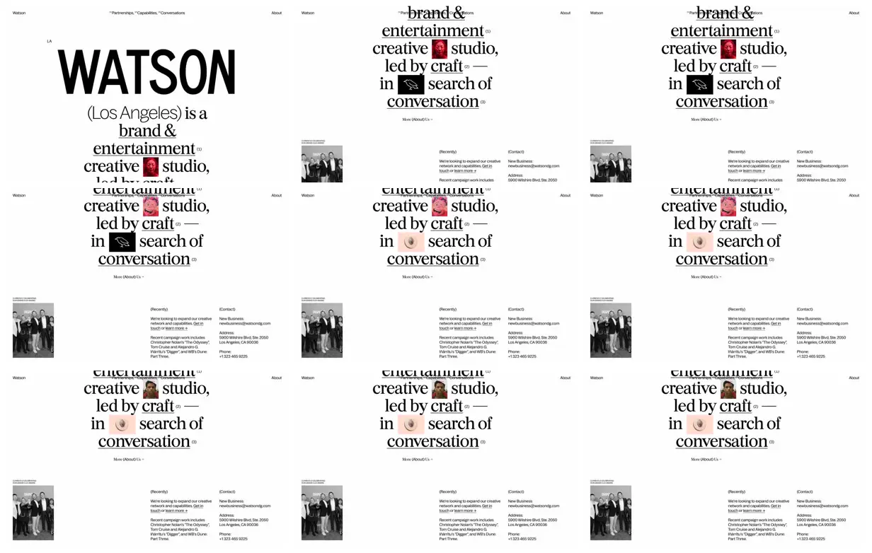 Nine frames from across Watson’s typographic studio introduction