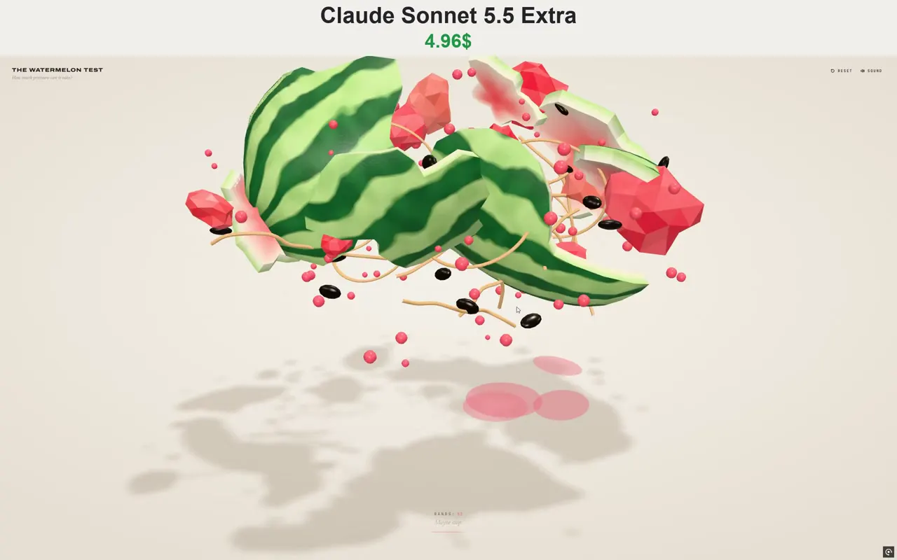 Frame from Rubber bands bursting a 3D watermelon