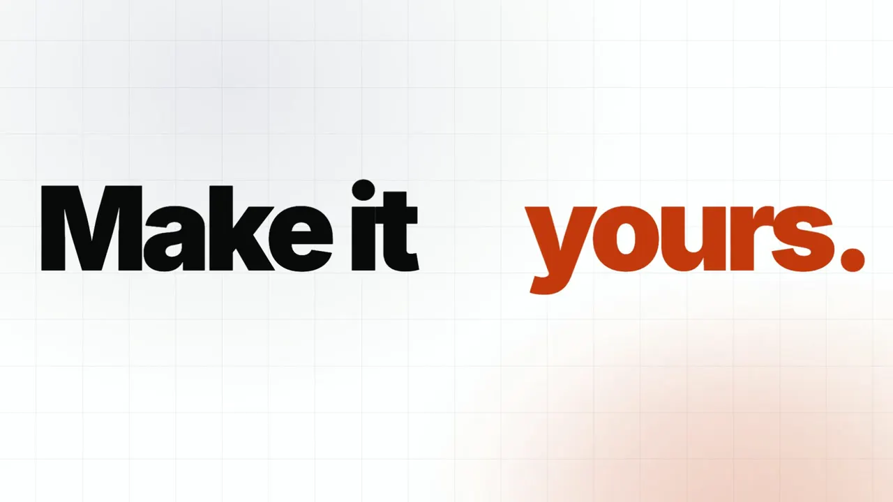 Frame from Split-flap word swap: "Make it yours."