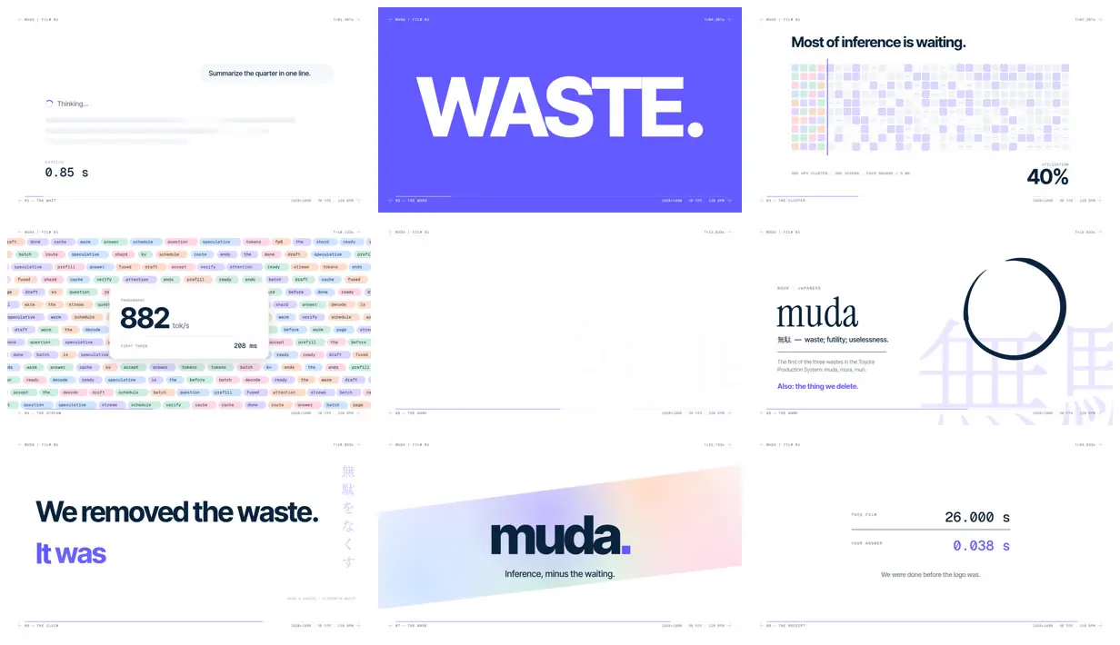 Nine frames from across Launch video for an AI inference startup