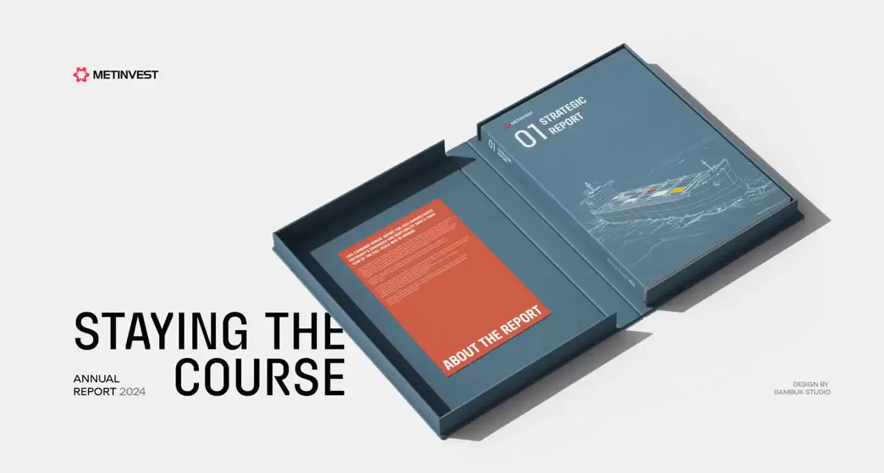 Frame from Steel-blue industrial annual report