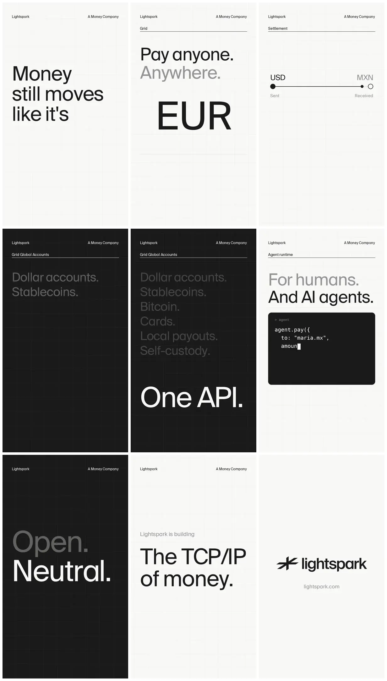 Nine frames from across Vertical social ad for Lightspark