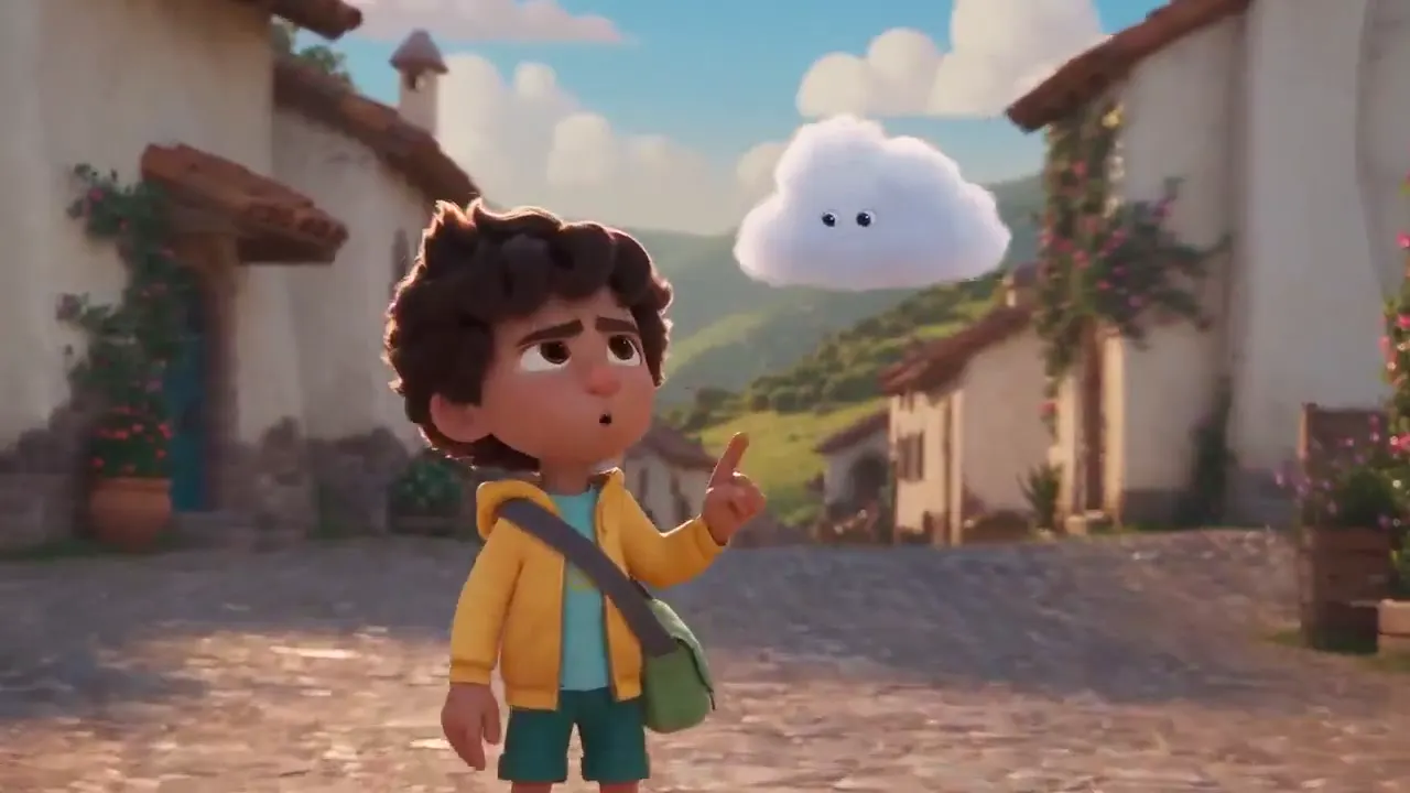 Frame from A boy and his tiny rain cloud