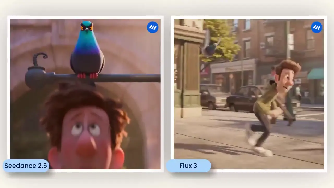 Frame from A city pigeon corners a worried man
