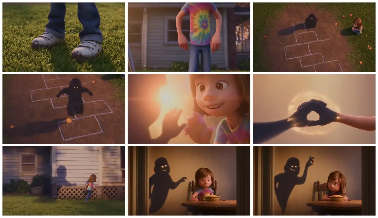 Nine frames from across A girl and her mischievous shadow