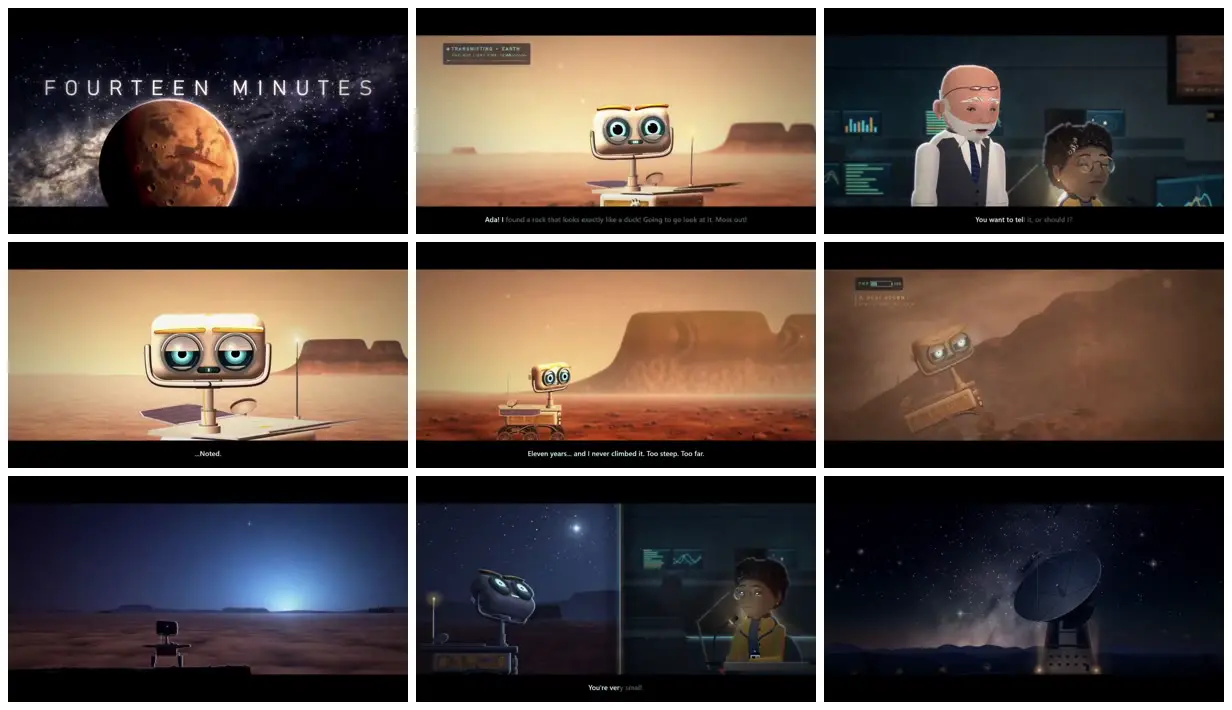 Nine frames from across A small rover beneath the stars
